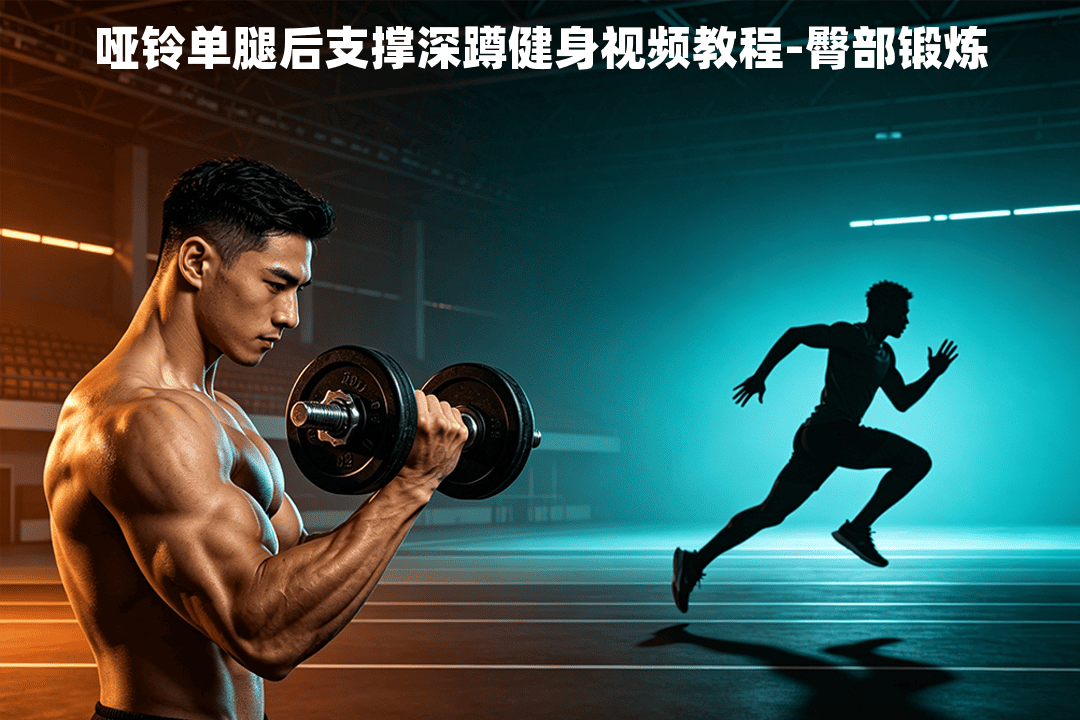 哑铃单腿后支撑深蹲健身视频教程-臀部锻炼