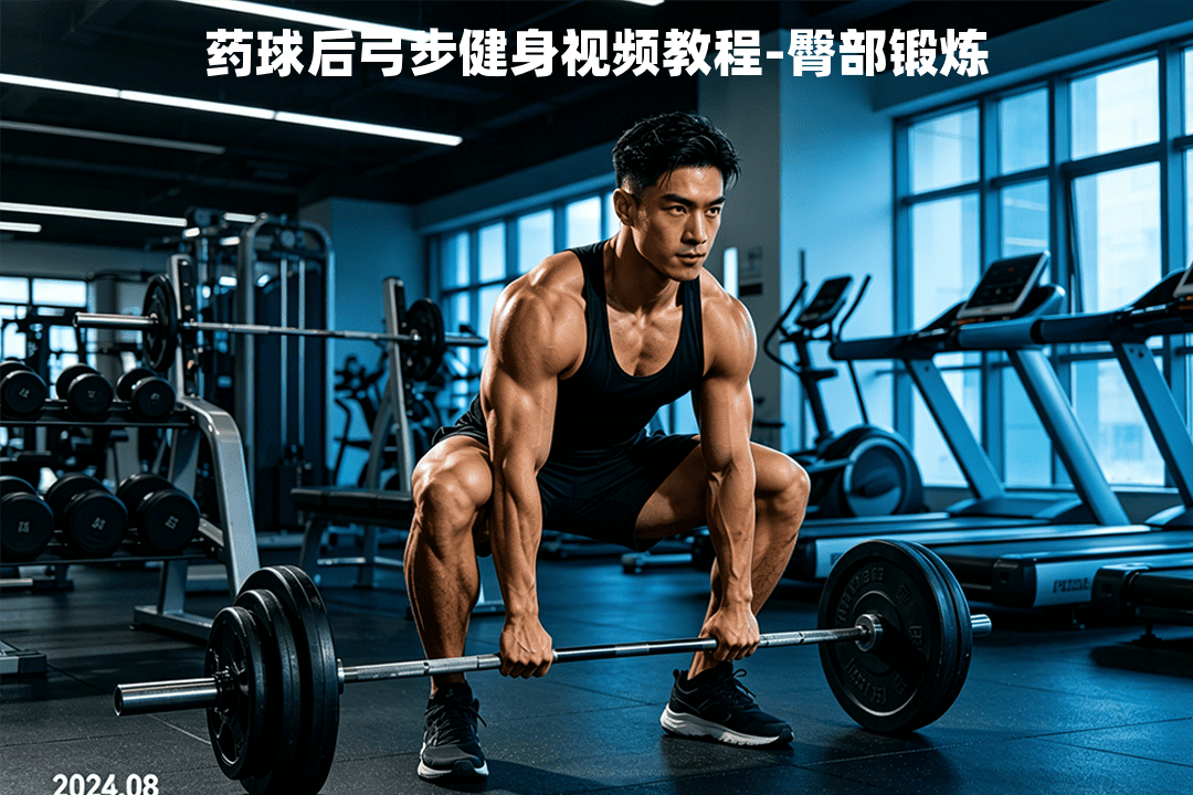 药球后弓步健身视频教程-臀部锻炼