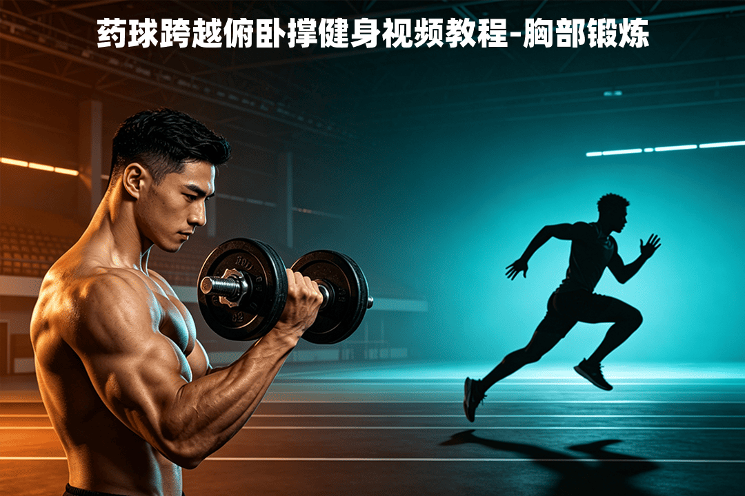 药球跨越俯卧撑健身视频教程-胸部锻炼