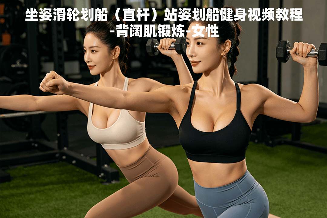 坐姿滑轮划船（直杆）站姿划船健身视频教程-背阔肌锻炼