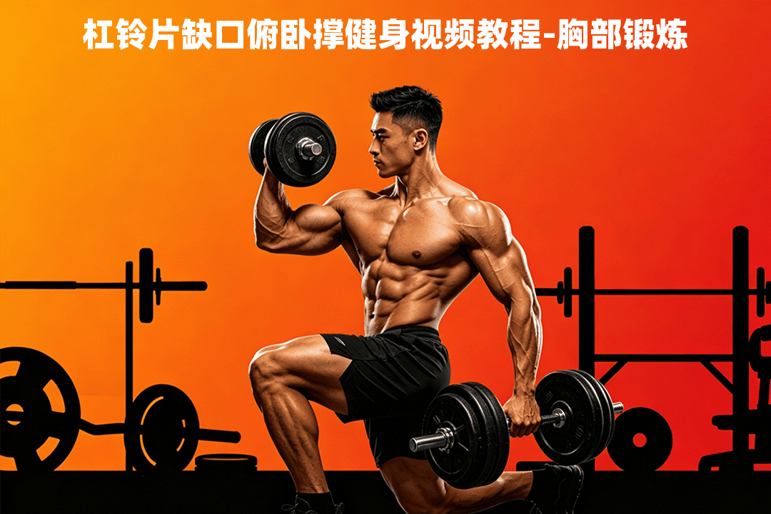 杠铃片缺口俯卧撑健身视频教程-胸部锻炼