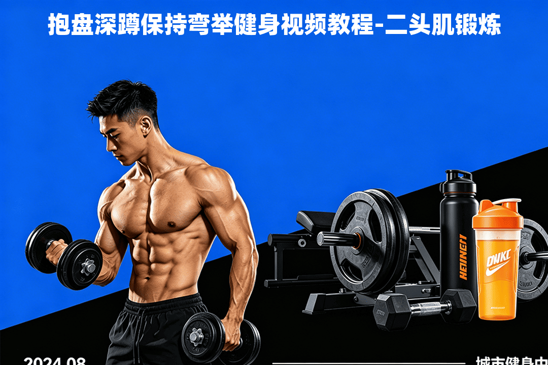 抱盘深蹲保持弯举健身视频教程-二头肌锻炼