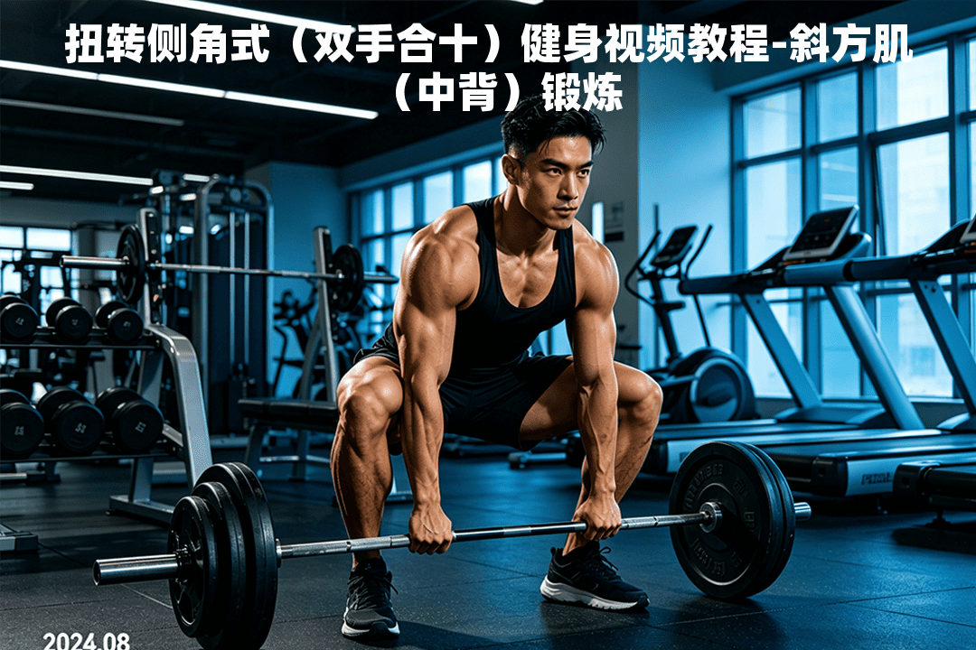 扭转侧角式（双手合十）健身视频教程-斜方肌（中背）锻炼