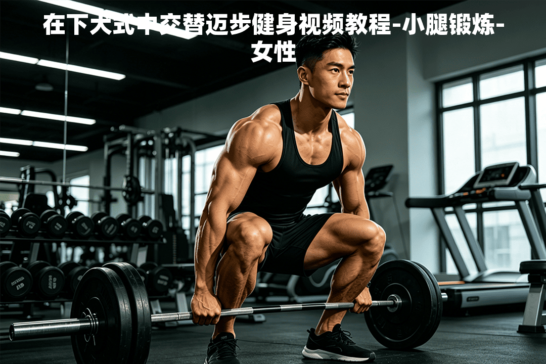 在下犬式中交替迈步健身视频教程-小腿锻炼