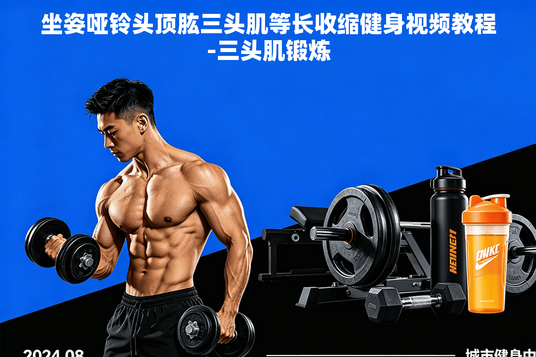 坐姿哑铃头顶肱三头肌等长收缩健身视频教程-三头肌锻炼