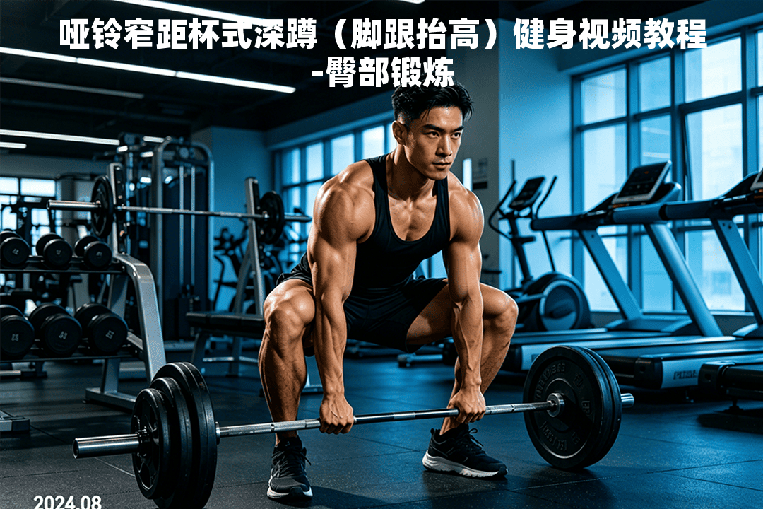 哑铃窄距杯式深蹲（脚跟抬高）健身视频教程-臀部锻炼